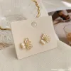 S925 joyería de plata de cuatro hojas pendientes moda simple y versátil elegante chica earpieces pareja regalo joyería details Picture